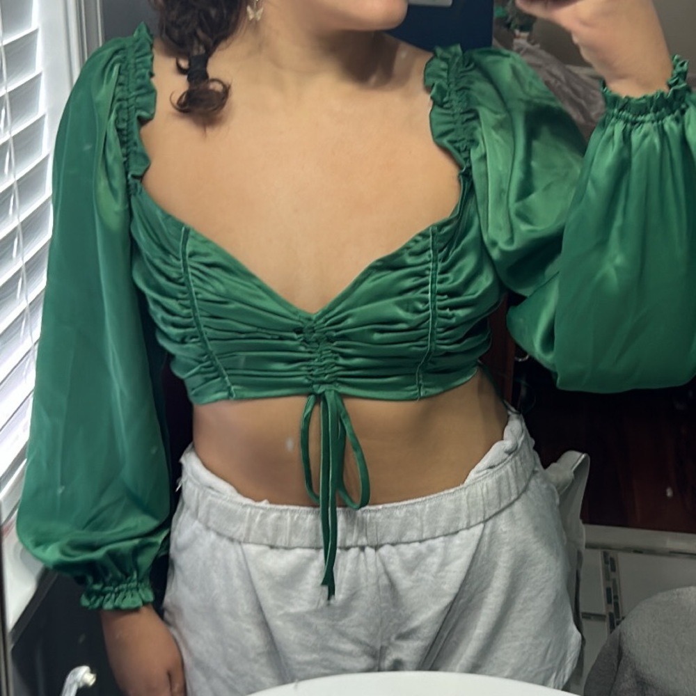 Green UO silky tie top